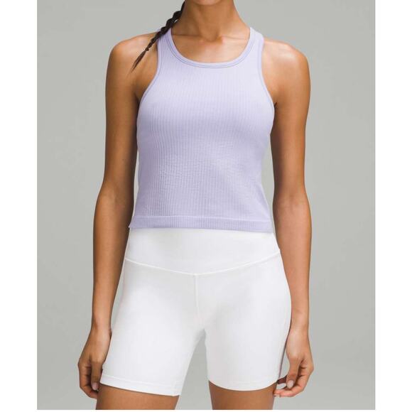 Lululemon Ebb to Street Cropped Racerback Tank Top Lilac Smoke Size 14 - Picture 2 of 10
